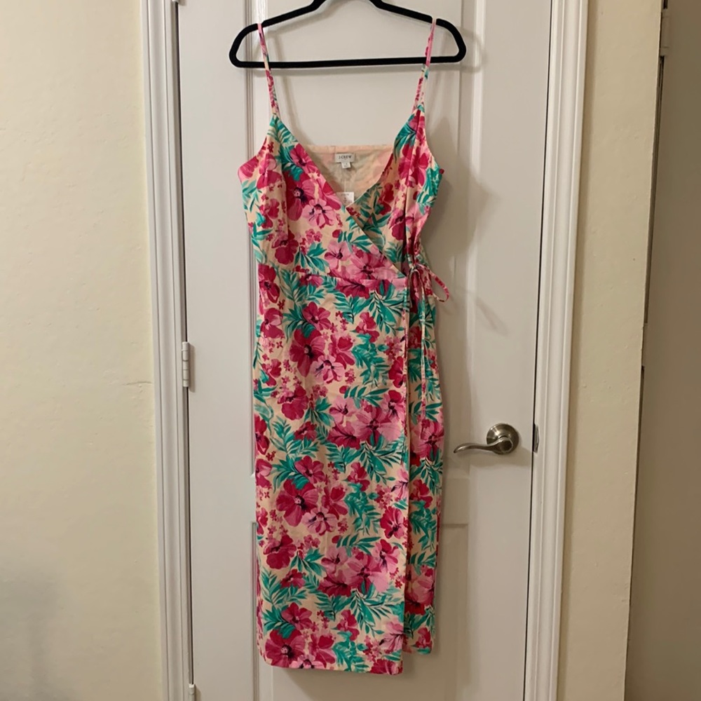 J. Crew Factory NWT pink floral midi wrap dress size 12